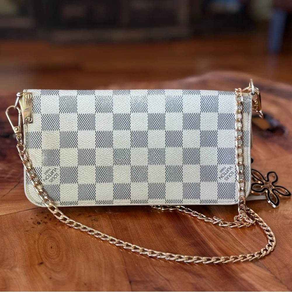 Louis Vuitton, beautiful Damier Azur Insolite Wallet converted vintage - Picture 4 of 15
